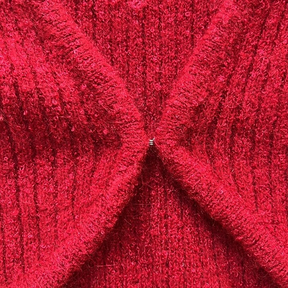 Y2K Vintage Fuzzy Cardigan with super soft red fabric, Circa 2007 - Picture 4 of 17